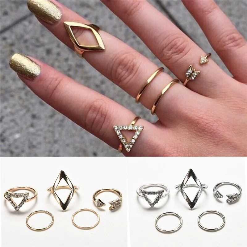 4/5/8/10Pcs/set Bohemia Vintage Jewelry Set Unique Carving Tibetan Silver Plated Ring for Woman Punk Boho Sets | Украшения и