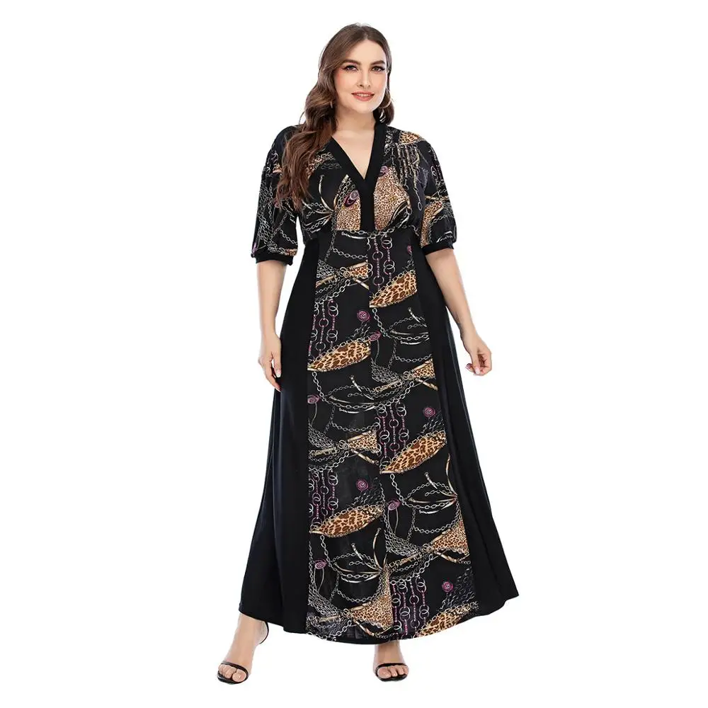 Женское Повседневное платье с v образным вырезом и модным принтом размера плюс