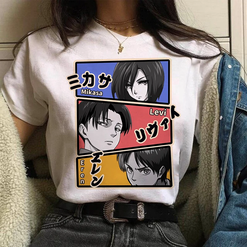 

Streetwear Levi Ackerman Attack On Titan Anime Comics Top Oversized Cotton Japanese Graphic Printed Cartoon t shirt Tee T-Shirt