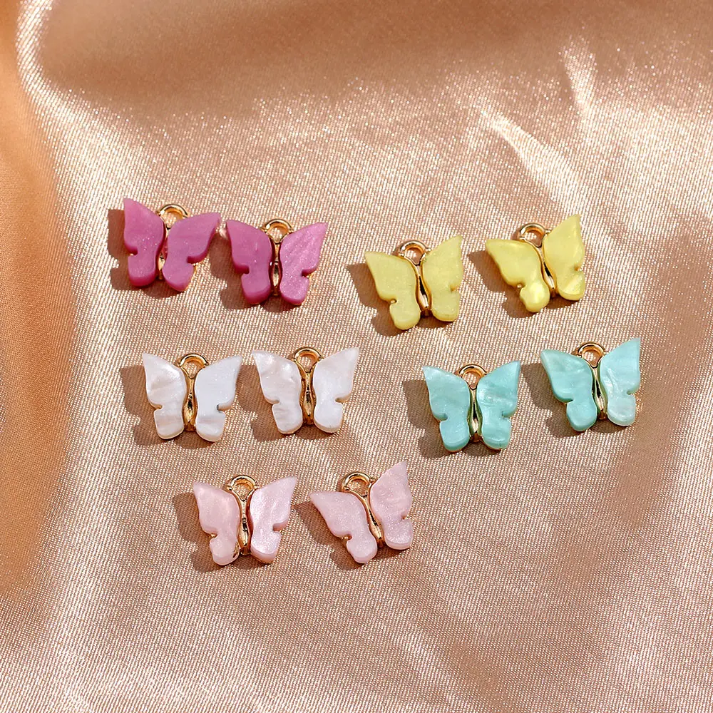 JJFOUCS 10 шт./компл. смешанные цвета бабочки Милые Акриловые DIY животные кулон ручной