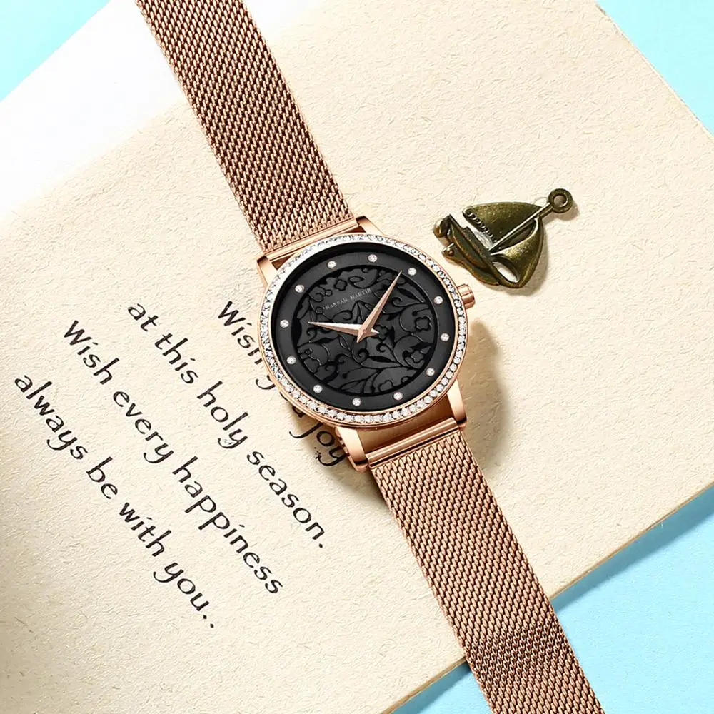 

New 1 Set Bracelet Japanese Movement Quartz Ladies Women Stainless Steel Mesh Casual Waterproof Wrist Watch Gift For Female