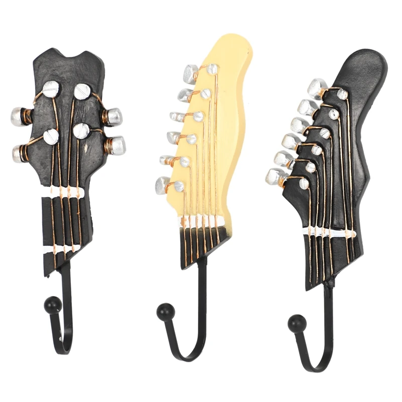

Vintage Guitar Shaped Decorative Hooks Rack Hangers for Hanging Clothes Coats Towels Keys Hats Metal Resin Hooks Wall Mounted He