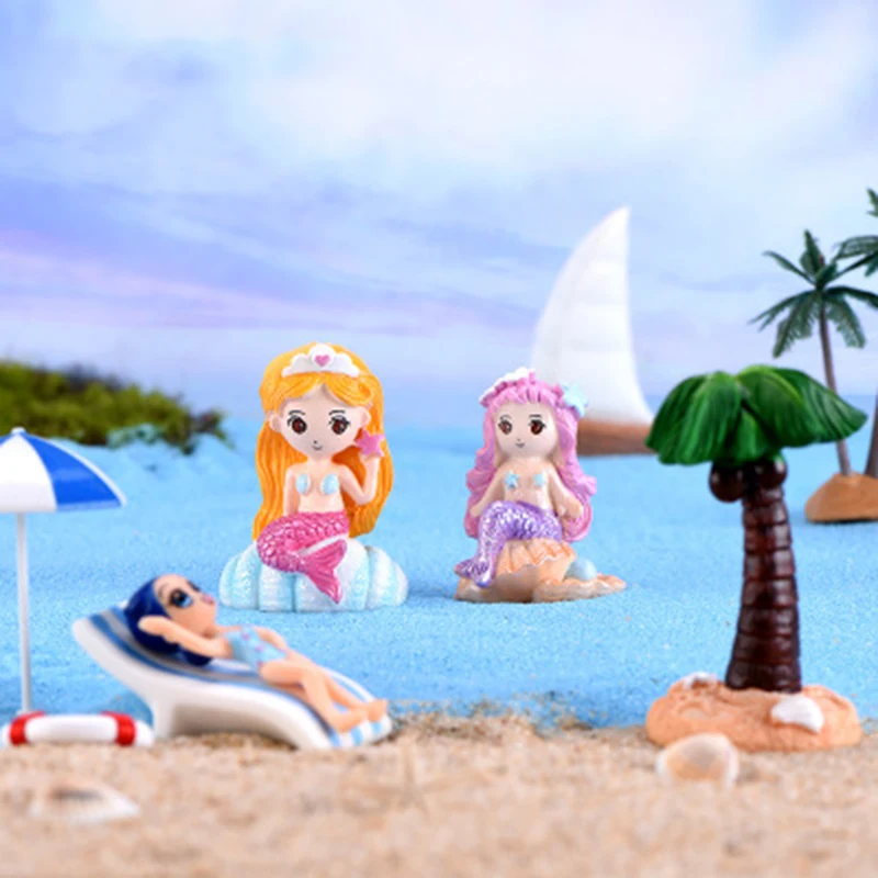 Миниатюрный Рождественский пляжный океан Русалка КИТ хвост парусная яхта Маяк