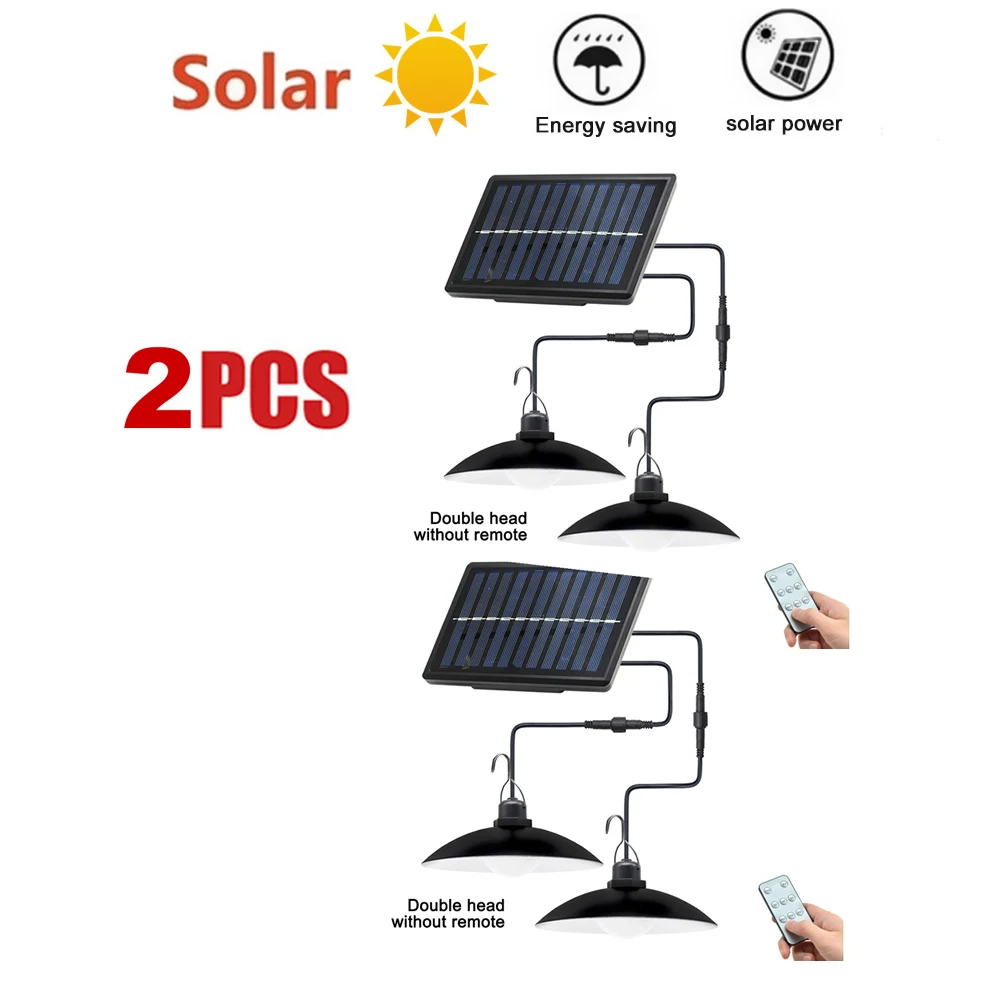

remote 30 led 2 head Retro Lampshade Solar Pendant Chandelier solar Lights Outdoor Light,Wireless Waterproof Exterior Security W