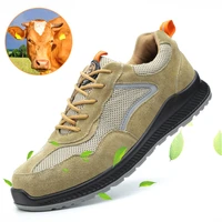 1 pair black khaki adults anti slip breathable stab resistant insulated steel toe shoes boots sneakers workplace safety supplies