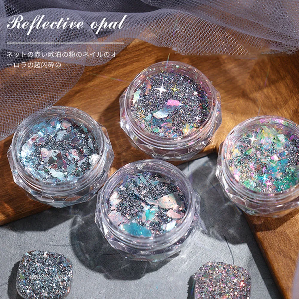 

7 Models Reflective Nail Glitter Powder Mixed Nail Diamond Dust Sparkling Glitter Silver Sequins Micro-diamond Nail Decoration