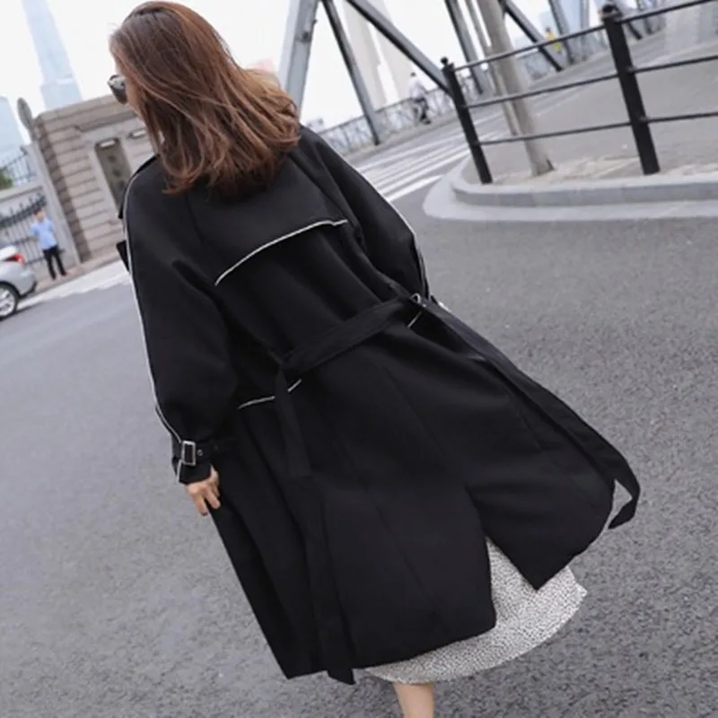 Женский элегантный Тренч в британском стиле двубортный Свободный плащ ветровка