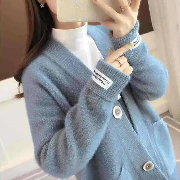 

Cardigan coat women fall/winter Korean version of the new solid color loose long sweater women