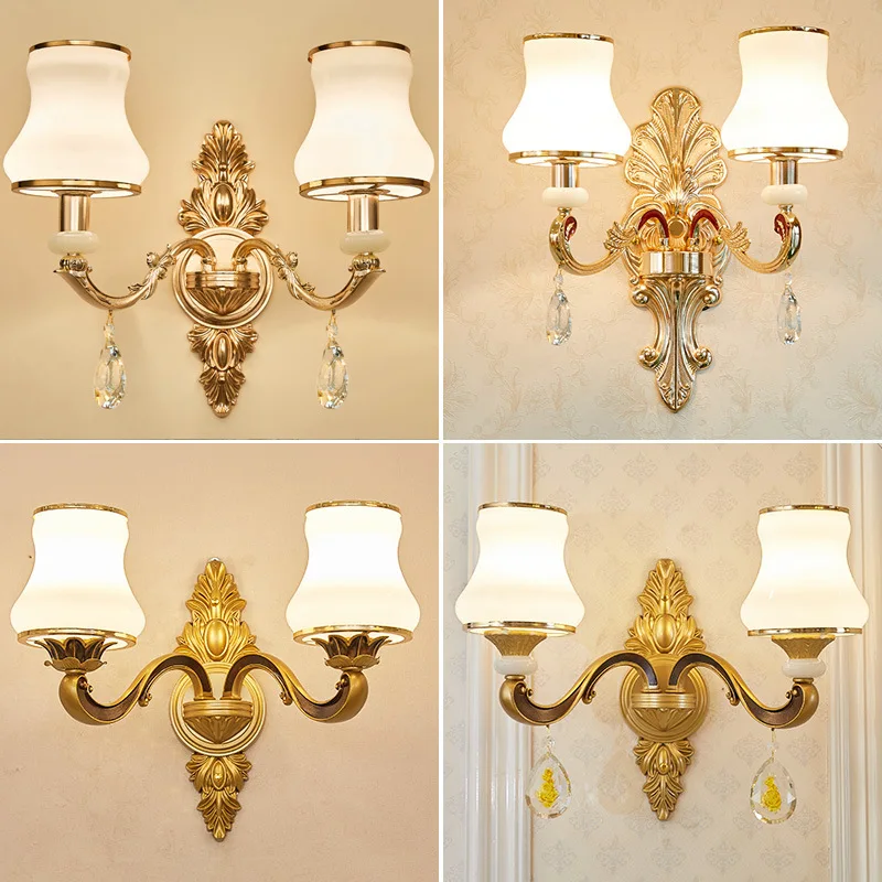 Европейский Хрустальный настенный светильник из цинкового сплава для гостиной