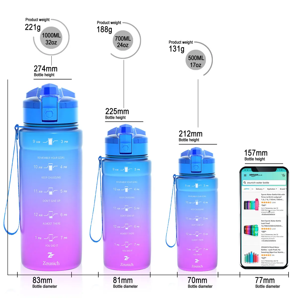 NEW HOT Gradient Sport Water Bottles BPA-free Tritan Flask Gym anti-fall Leak-proof CE / EU Drinkware Shaker Drink Bottle | Дом и сад