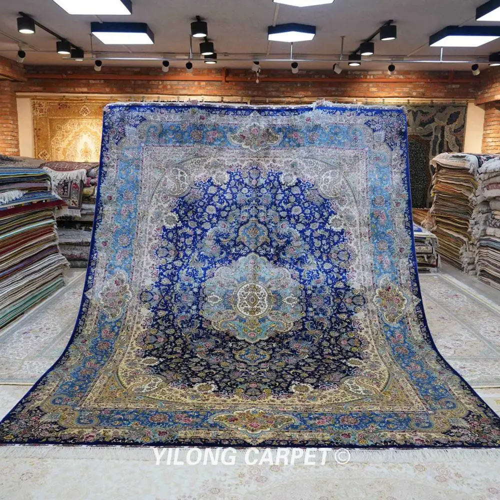 Goedkoop Yilong 9 'X 12' Blauwe Klassieke Handgemaakte Kleed Grote Vantage Perzische Handgemaakte Tapijt (TJ127A)