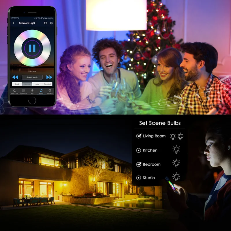 

Cellphone WiFi Voice Control Lamp RGB Energy Saving Dimming LED Bulb Multicolor Smart Light Bulbs Compatible Alexa Google Home