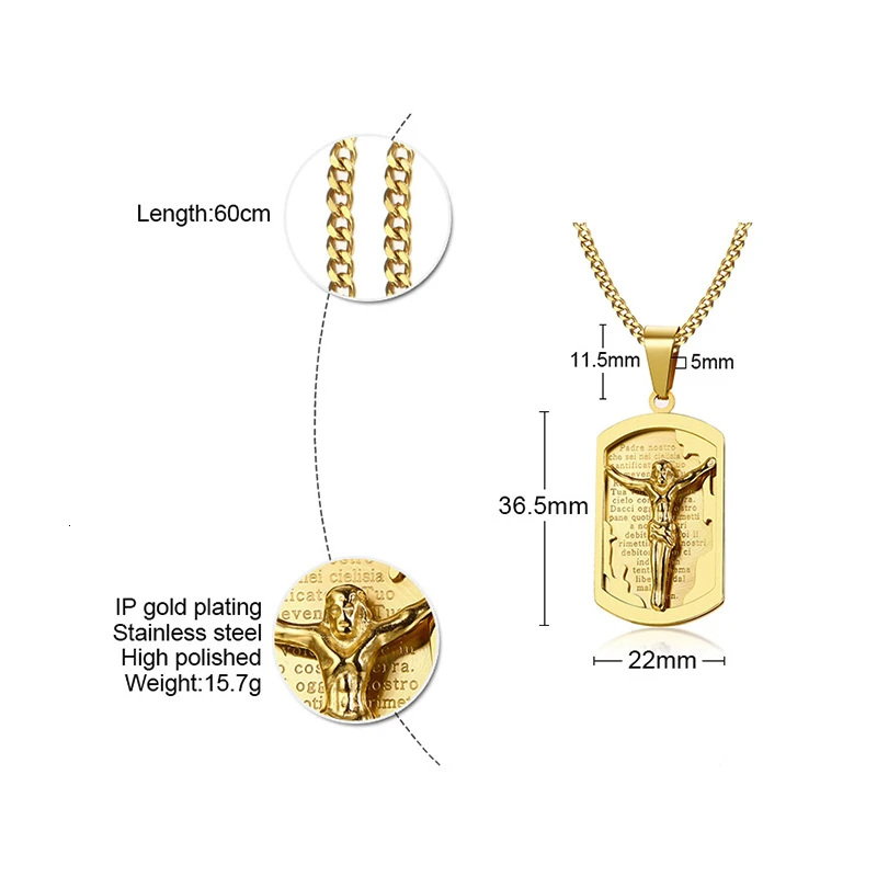 ITALIAN LANGUAGE BIBLE JESUS DOG TAG PENDANT NECKLACE STAINLESS STEEL CHRISTIAN FAITH JEWELRY | Украшения и аксессуары