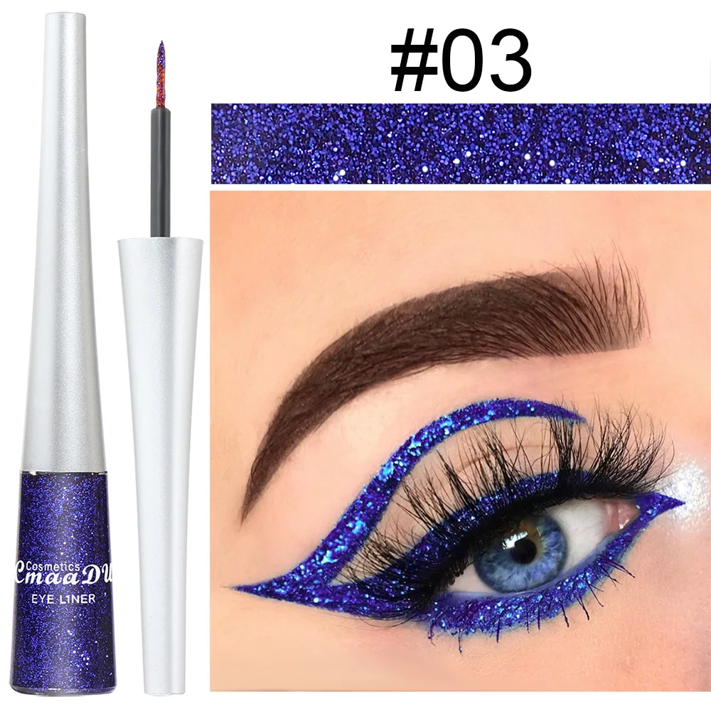 

Flash glitter liquid eyeliner women makeup cosmetic diamond blue green gold silver waterproof shiny eyeliner gel HF223