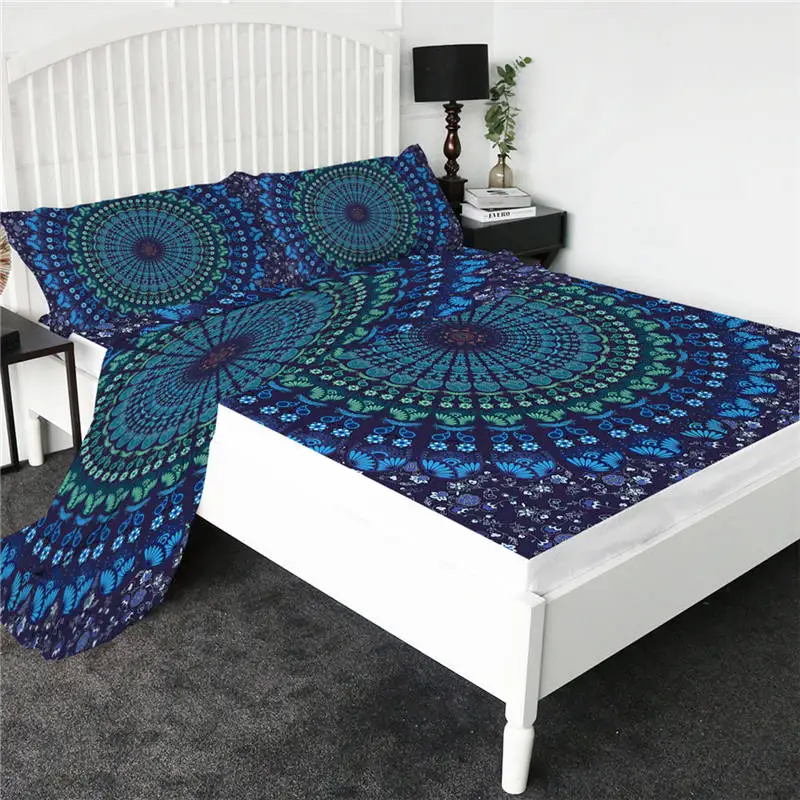 Mandala 4 BeddingOutlet простыня с мультяшными котами, цветная простыня с единорогом, плоский лист с наволочкой, постельные принадлежности, 4 шт., наматрасник - Цвет: Mandala 4