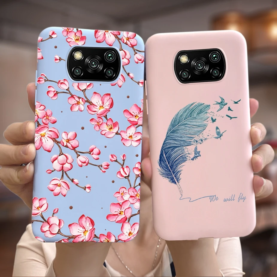 Чехол для Xiaomi Poco X3 NFC мягкие силиконовые чехлы с изображением бабочек в виде