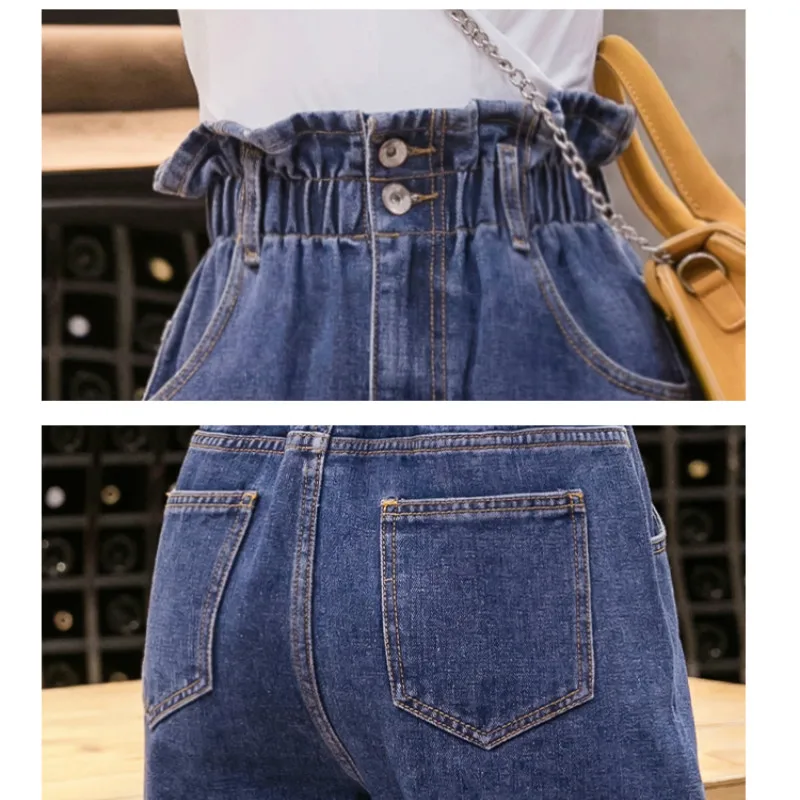 Женские джинсы с высокой талией модные женские шаровары рваные джинсы-бойфренды