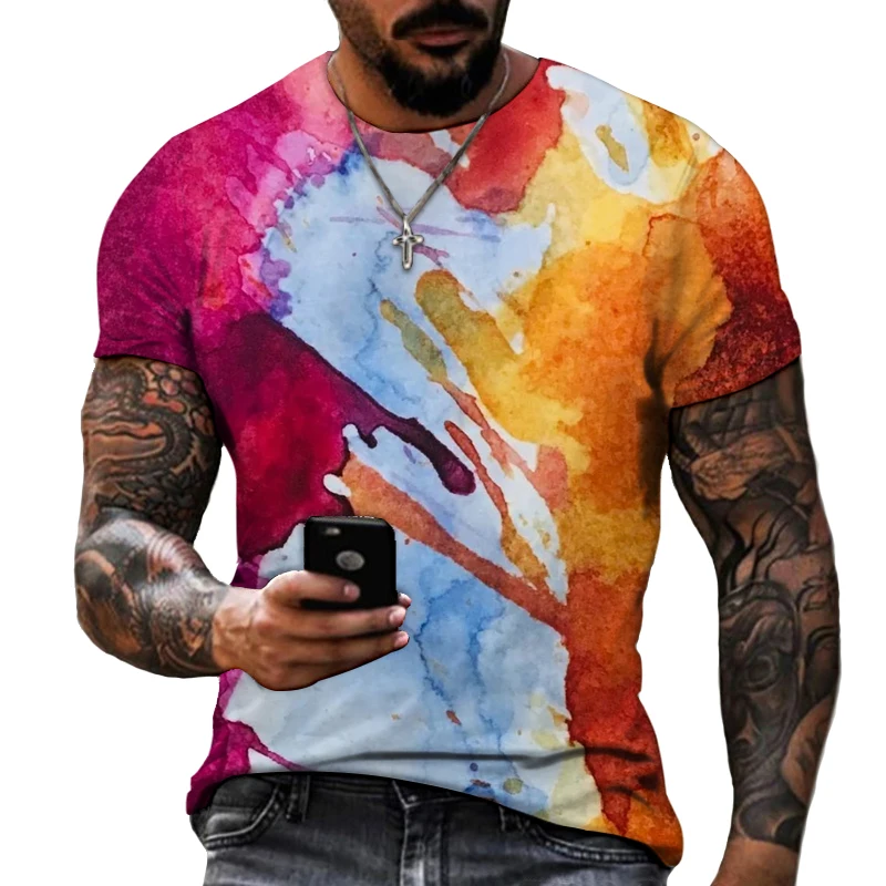 

European Graffiti Style Men's Short Sleeve Round Neck T-shirt Fashion Casual Brand Clothing Good Quality T-shirt Plus Size S-9xl