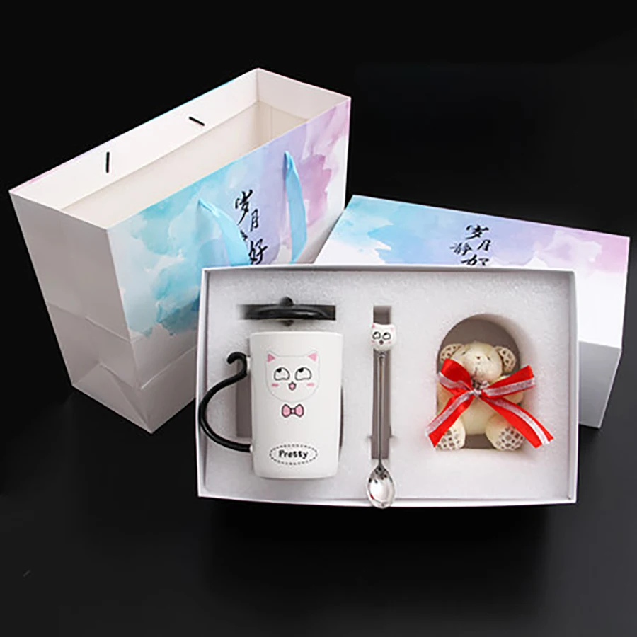 Винтажная многоразовая кружка в виде кошки крышка для кофейной чашки мраморные