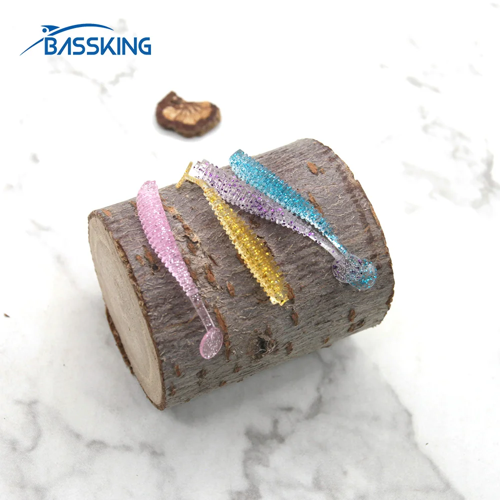 

BASSKING Soft Fishing Lure 43mm 0.4g Silicone Bait Shad Worms Bass Pike Grubs Swimbait Rubber Rock Fish Lure High Quality Leurre