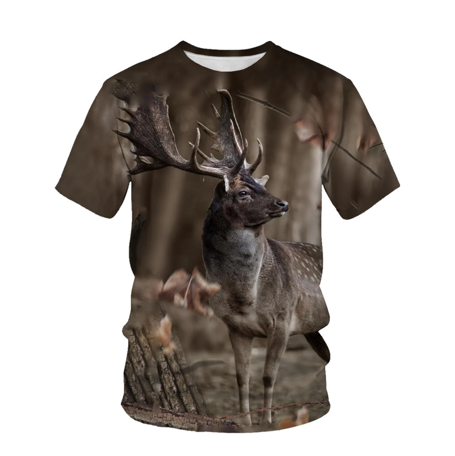 

Free shopping fashion new men's T-shirt with branches and animals 3D printing casual short-sleeved cool and breathable top