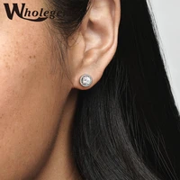 wholegem european simple ol style sparkling zircon stud earrings for women 2021 new fashion women statement jewelry