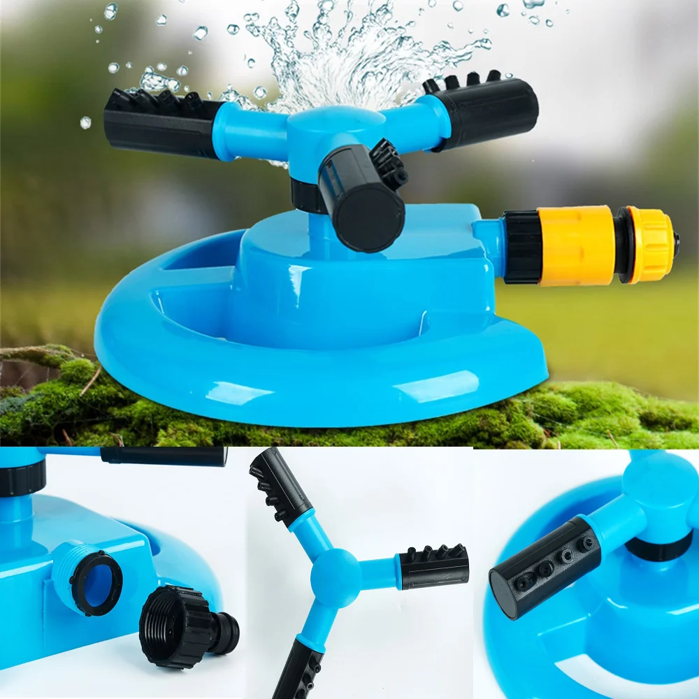 

Automatic Garden Sprinklers 360 Degree Nozzles Irrigation Tools 3 Arms Rotating Watering Tool Grass Lawn Garden Supplies