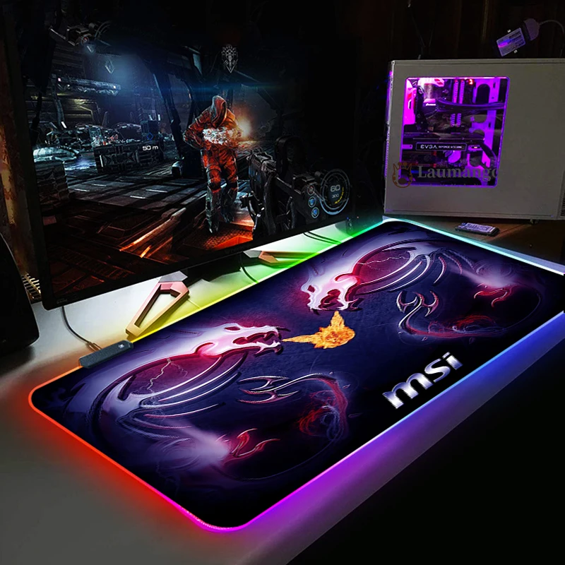 MSI логотип большая клавиатура стол коврик RGB большой Мышь для геймера компьютер Pad