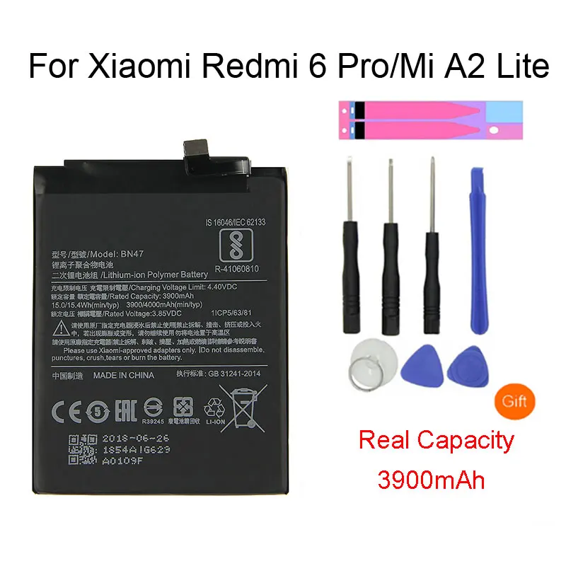 Оригинальный аккумулятор для XIAO mi Red 6 Pro Аккумулятор BN47 3900 мАч Xiaomi A2 Lite замена