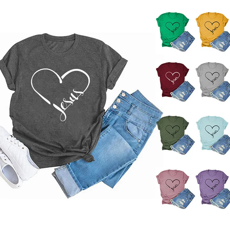 

Летняя простая хлопковая Футболка с круглым вырезом, рубашка с коротким рукавом, Женская Повседневная Свободная рубашка с надписью FAITH, Топ