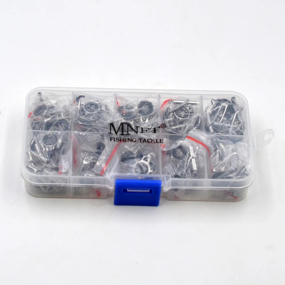 

MNFT 80pcs/Box size1-10# Fishing Rod Guide Tip Repair Kit Set DIY Eye Rings Stainless Steel Frames Ceramics TS Line Guide Ring