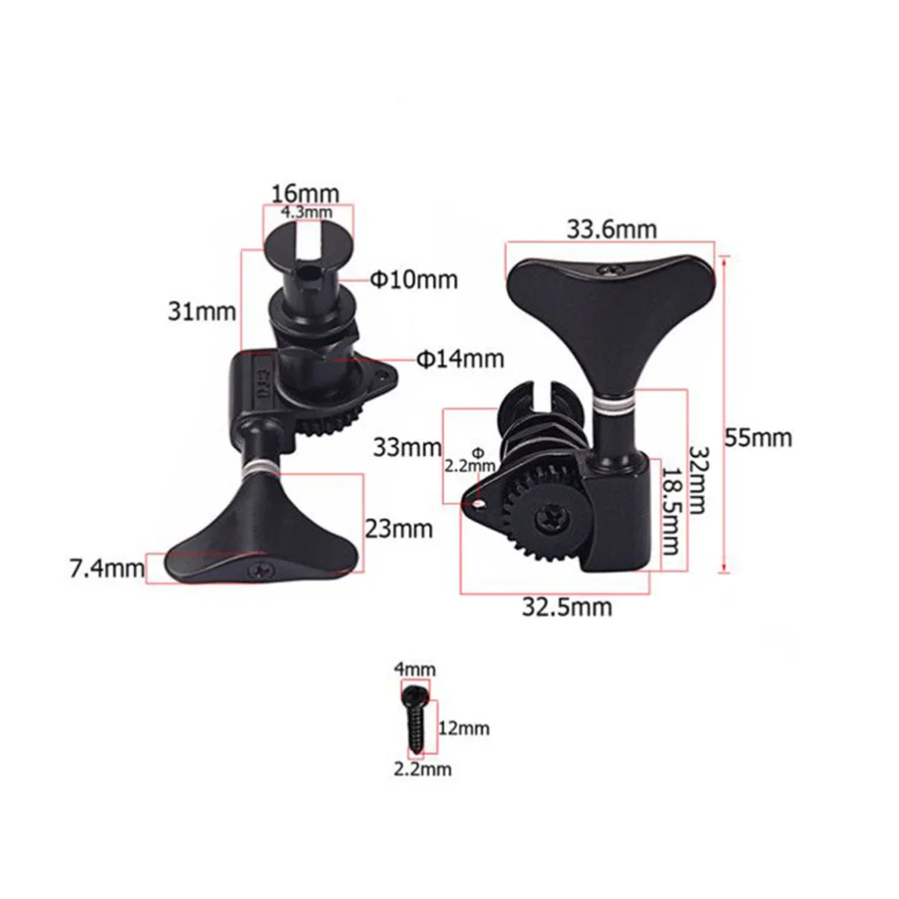 

4pcs GC117 2L 2R Enclosed Ukulele Tuning Pegs Tuners Nickel Machine Head Furrules Mounting Screws Keys Set for Bass Ukulele
