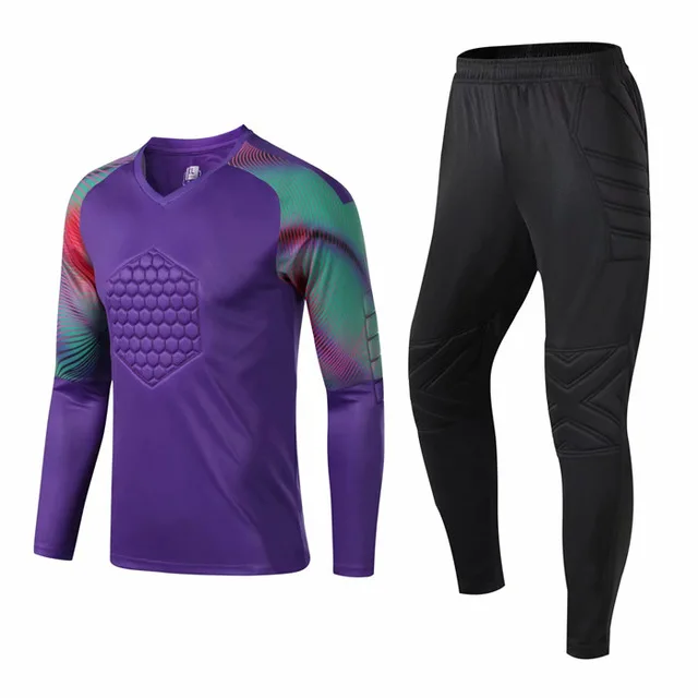 purple sets Мужские Вратарские футбольные майки, наборы, футбольные Вратарские Вратари, трикотажные штаны, футбольные регби, трикотажные изделия, форма вратаря - Цвет: purple sets