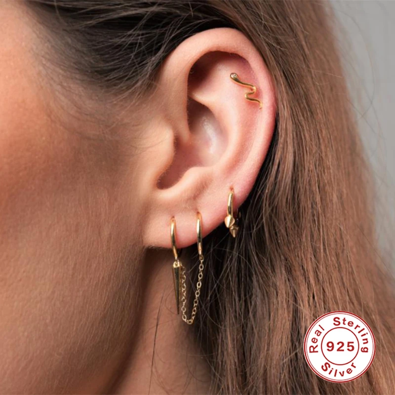 

Boako 925 Sterling Silver Dangle Earring Irregular Pattern Earbone Hoop Huggie Earrings For Women brincos oorbellen pendientes