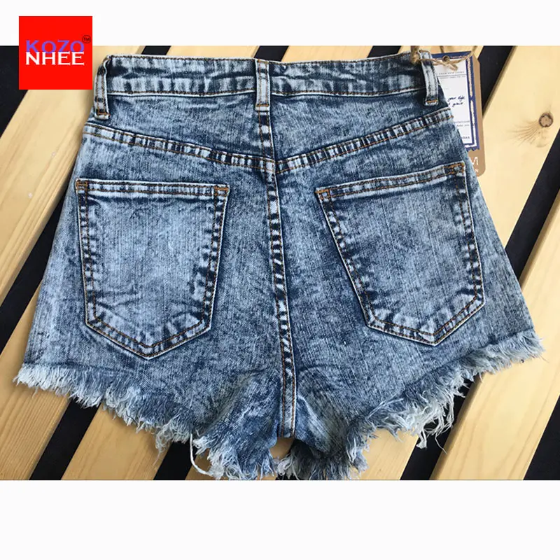 Летние эластичные джинсовые шорты с объемными листьями и высокой талией женские