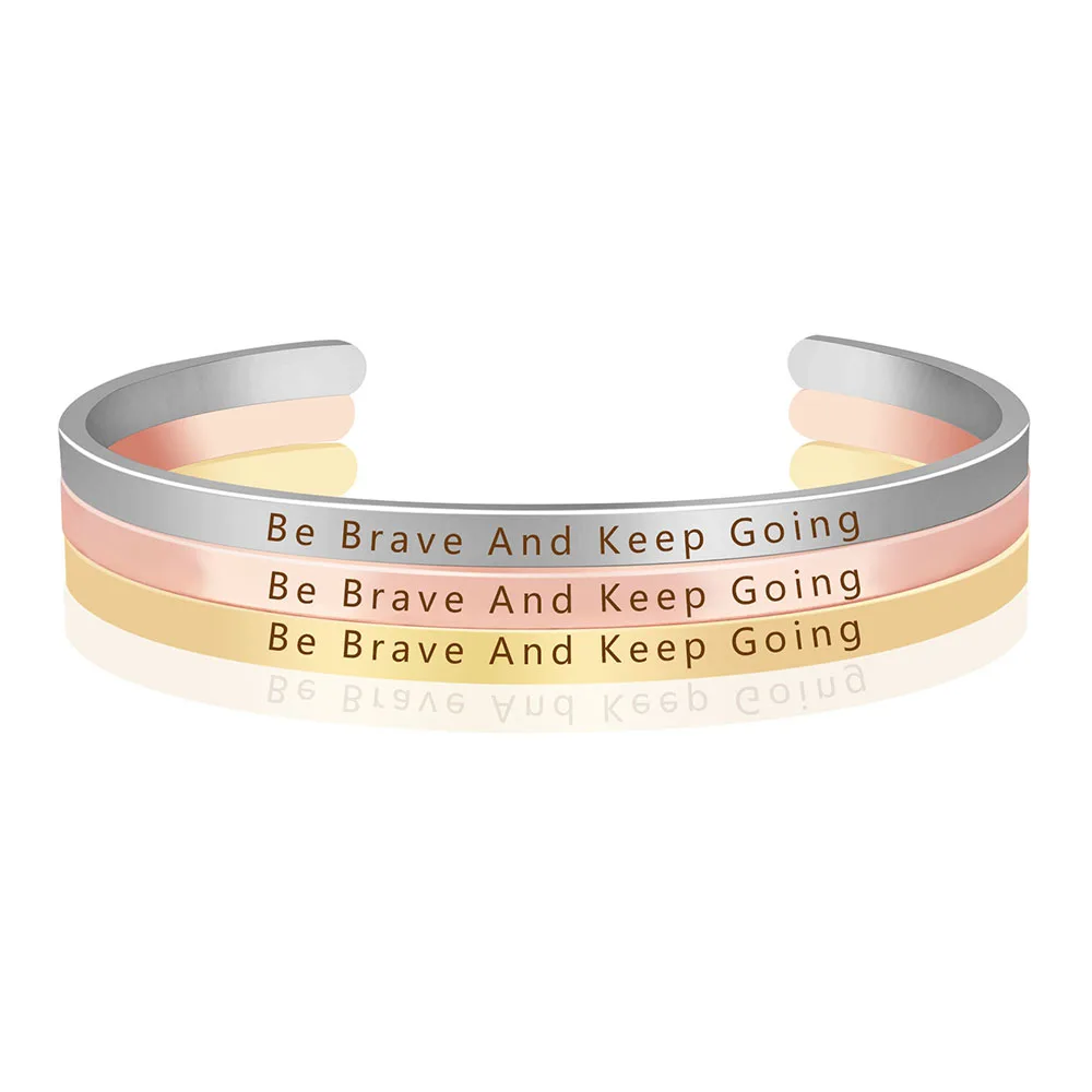 Новый Мода вдохновляющие ручное теснение Браслет-манжета браслет с мантрой Для