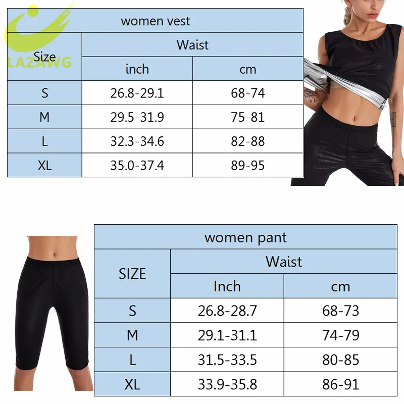 

LAZAWG Sweat Sauna Suits for Women Body Shaper Sliming Vest Waist Trainer Shapewear Workout Fitness Corset Pants Fat Burning Set