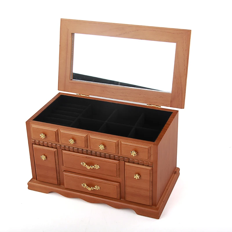 2021 New Princess Jewelry Box Antique Solid Wood High-End European Retro Chinese Style Luxury Jewelry Storage