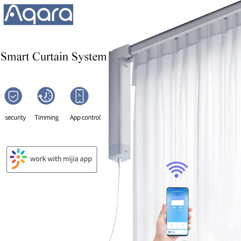 

Мотор для штор Aqara A1 с Wi-Fi, умная система дистанционного управления s-образными направляющими, электрический набор для занавесок, бесшумный а...