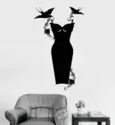 Виниловые наклейки на стены Платье черного цвета магазин модной одежды Стикеры для покупок Витрины Магазина фрески обои интерьер дома декор для девочки 4806