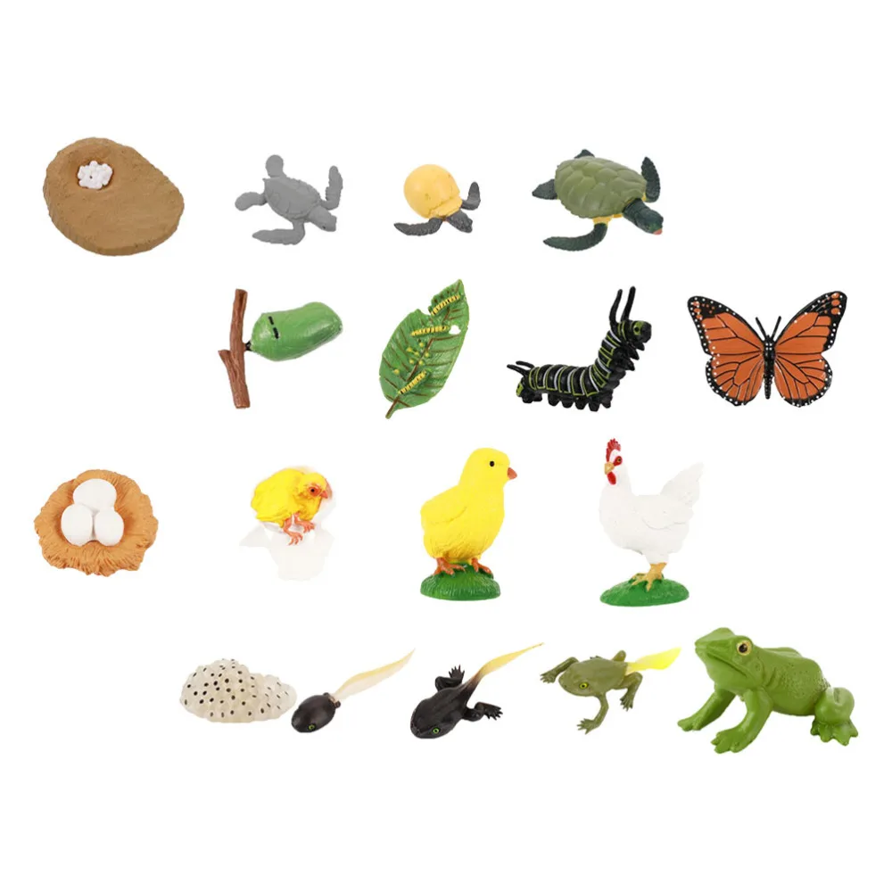 

4 Sets Animal Figurines Life Cycle Models of Butterflies Turtle Frogs Rooster