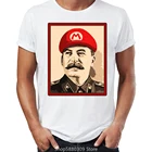 Мужские футболки в стиле хип-хоп, забавные Потрясающие уличные Топы И Футболки с принтом Сталина и Марио для рисования, Swag Camiseta