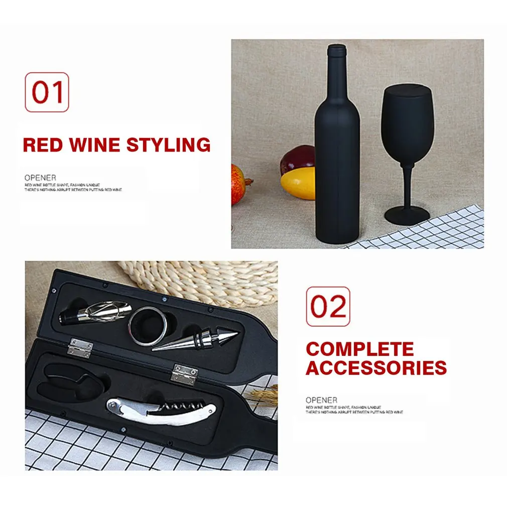 

5Pcs/Set Wine Bottle Corkscrew & Accessory Set Wine Tool Set Bottle-Shaped Holder Perfect Hostess Gift Bottle Opener