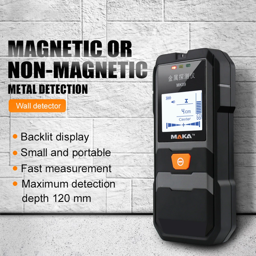 

MAKA MK09 Portable LCD Backlight Display Infrared Metal Detector High Accuracy Metal Objects Steel Wire Copper Tube Finder Depth