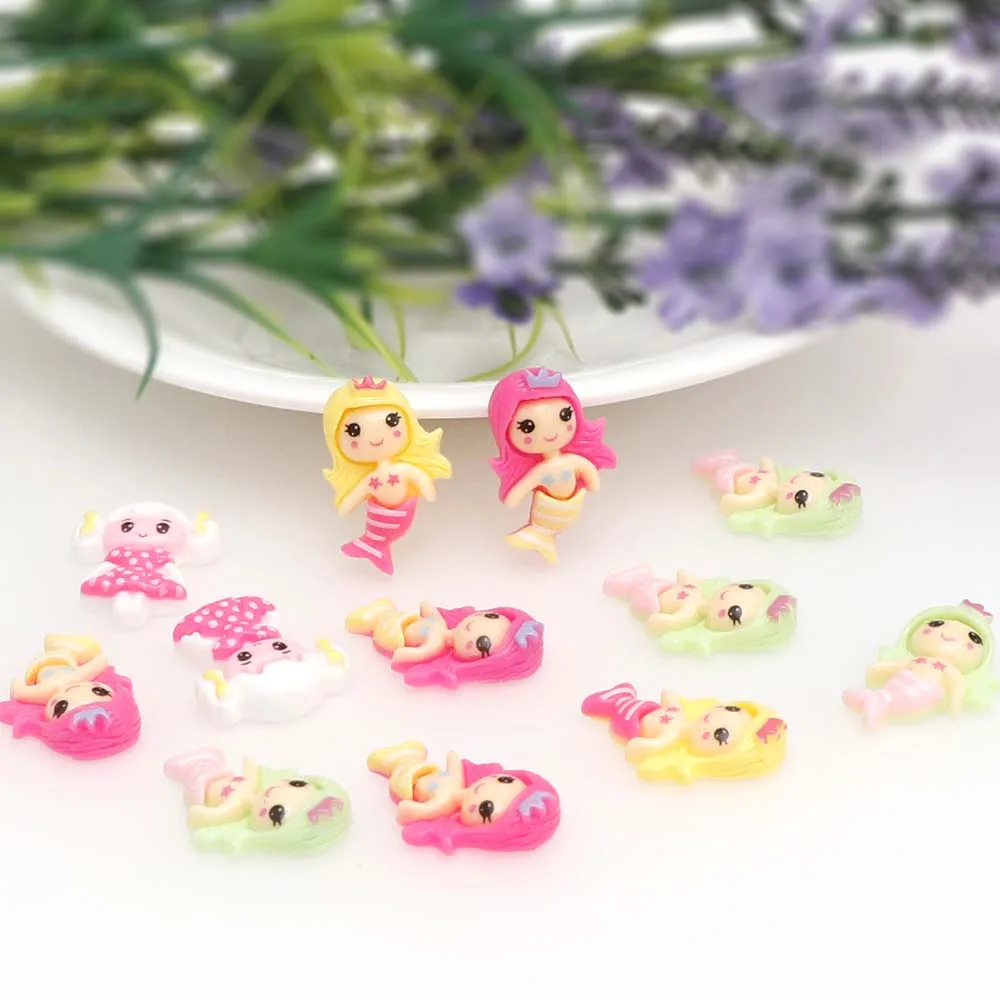 10 шт. смешанный гриль хвост русалки плоская задняя часть украшение из смолы