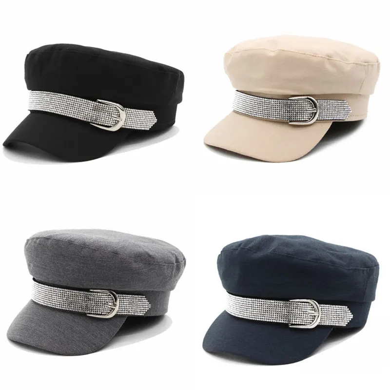 

Simple Winter Beret with Buckle Hat Women Men Street Fashion Style Newsboy Hats Black Berets Flat Top Caps Men Drop Ship Cap