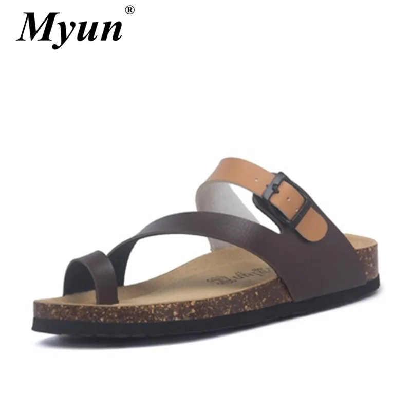 Fashion Cartoon Print Cork Slipper New Summer Men Women Patchwork Beach Slides Unisex Peep Toe Buckle Flip Flops Big Size 35-45 | Обувь