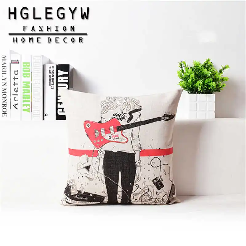 Крутая музыкальная наволочка с изображением гитары девушки рок н ролл для