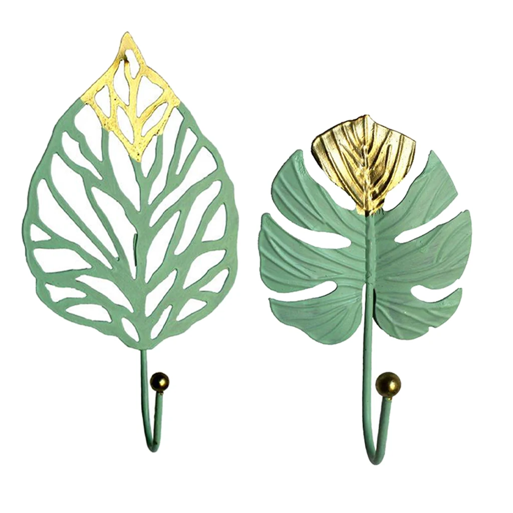 

Leaf Iron Wall Hooks Holder Door Coat Hat Towel Key Hanger Home Wall Decor