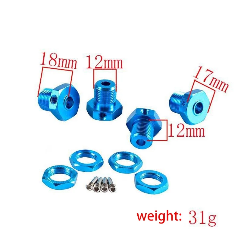 RC Car Alum Wheel Hub Nuts 17mm Hex Threadlock Replace 5353 for TRAXXAS E-REVO Off-Road Climbing |